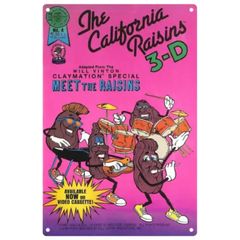 【819】新品 レトロ ブリキ看板 ★ California Raisins ★ カリフォルニアレーズン マスコット キャラクター アメリカン雑貨 ガレージ フェンス ヴィンテージ
