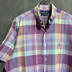 90s Ralph Lauren ハンドウーブンマドラスチェックシャツ