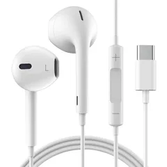 TRkin Type Cイヤホン有線HiFi Type CイヤホンUSB Cイヤホン重低音有線イヤホンtype-cクリア通話ノイズ低減装着快適マイク付き通話音量調節コンパクト適用-i-Phone 15/P-ixel/X-peria/G-alaxy/i-Padな