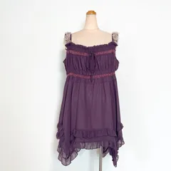 axes femme ワンピース フリル レース リボン ノースリーブ キャミワンピ Ｍサイズ パープル 紫 ポリエステル100％ コスプレ ロリータ パーク