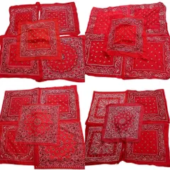 古着卸 まとめ売り  ペイズリー柄 バンダナ 小物 20枚セット (ユニセックス ) レッド 赤 レッドホワイト 中古 古着 NA8009