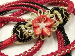 平和屋着物●和装小物　振袖用帯締め　装飾　つまみ細工　パール　あわじ玉　金糸　逸品　AAAV1716ay