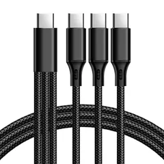新品 ナイロン編み ケーブル USB-C 3in1 3台 Type-C 同時 USB 高耐久性 断線防止 C 1.2m Type データ伝送 iPhone 3本 16/15/iPad/MacBook タイプC Pro、Galaxy S24、iPad、Xperi