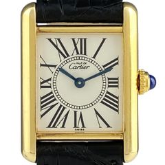 カルティエ CARTIER マストタンク SM オパラン ヴェルメイユ 5057001 腕時計 シルバー925 GP レザー クォーツ シルバー レディース 【中古】