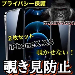覗かせない！お得な２枚セット！　プライバシー保護【iPhone X.XS 】 覗き見防止強化ガラスフィルム