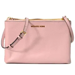 マイケルコース バッグ MICHAEL KORS コーティングキャンパス レザー モノグラム ダブルジップ 斜めがけ ショルダー クロスボディー バッグ バニラホワイト×パステルピンク 35F8GTVC3B