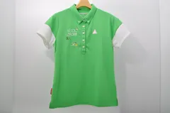 中古 レディース ルコックスポルティフ le coq sportif 半袖ポロシャツ LL 緑×白 グリーン×ホワイト