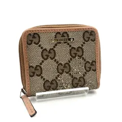 GUCCI グッチ　GGキャンバス×レザー  ジップアラウンド　コインケース　小銭入れ　ベージュ×ブラウン　イタリア製　刻印あり　115255・0416