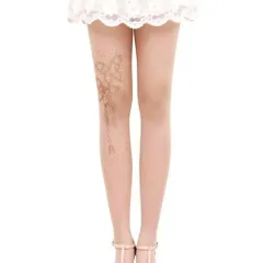 ストッキング　光るストッキング　パンスト　タイツ　キラキラストッキング　スパンコール付きタイツ　スパンコール　女性用　輝くストッキング　ラインストン付きストッキング　 キラキラ 輝く レディース フリーサイズ 肌色　ベージュ  蝶蝶柄