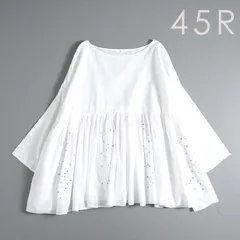 45R フェザーカディブラウス 45R フェザーカディタックのMシャツ ピンタック ブラウス 半袖
