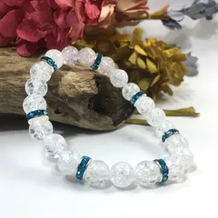 パワーストーン ブレスレット クラック水晶 天然石ブレス （ライトブルー）レディース 女性  数珠ブレス 開運 プレゼント ギフト [20]