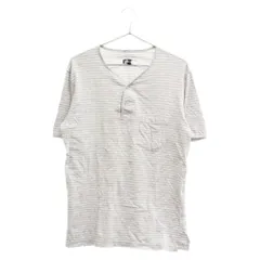 Engineered Garments (エンジニアド ガーメンツ) ヘンリーネック ボーダー柄 半袖Tシャツ カットソー グレーのサムネイル