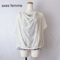 axes femme アクシーズファム　花柄　シフォン　重ね着風　カットソー　トップス　透け感　HIME KAWAII 地雷系　パール　ビジュー付き