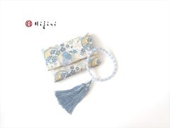 再販‼︎  お念珠入れ　ポケット付き　高級金襴…青の花畑《送料無料》