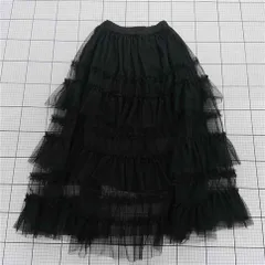 ◇ ⊂ 未使用 GRL グレイル チュール ロング ティアード スカート サイズF ブラック系 レディース E  【1509100080107】