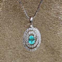 ブラジル産パライバトルマリン0.30ct ダイヤ0.37ct ネックレス