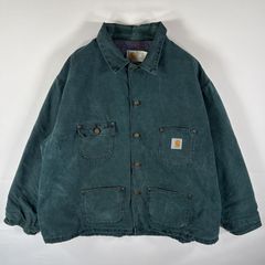 古着 90's/90年代 カーハート Carhartt USA製 カバーオールジャケット ダック地 ブランケットライナー 大きいサイズ XXXL  グリーン系 メンズ