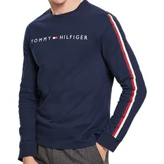 TommyHilfiger トミーヒルフィガー 長袖 Tシャツ ロンT ネイビー 紺 ロゴ テープ袖 ロングスリーブ