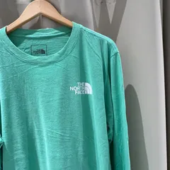 古着　L 大きいサイズ　ザノースフェイス　長袖　Tシャツ　黄緑　ロゴ　シンプル