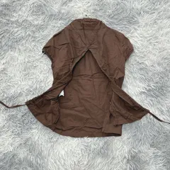 ■【良品】Ba-tsu　バツ  半袖カットソー  ネックリボン  バックスリット  (M)  モード  個性的  レディース  茶系  ブラウン【送料無料】のサムネイル