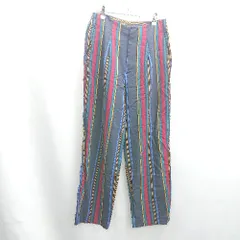 ◇ ⊂ UNITED ARROWS ストライプ柄 テーパードパンツ サイズ40 ネイビー レッド グリーン レディース E  【1503060043769】