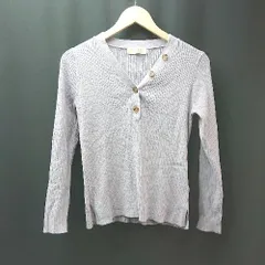 ◇ b;ming by beams ハーフボタン リブ Vネック スリット ラベンダー 長袖 ニット 表記なし パープル レディース E  【1308290009048】