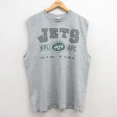 XL/古着 ノースリーブ ビンテージ Tシャツ メンズ 00s NFL ニューヨークジェッツ 大きいサイズ クルーネック グレー 霜降り アメフト スー
