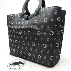 【良品】 HUNTING WORLD ハンティングワールド ハンドバッグ 総柄 キャンバス レザー 革 グレー 灰色 ブラック 黒色 ユニセックス 男女兼用 メンズ レディース