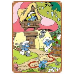 【804】新品 レトロ アルミ看板 ★ Smurf ★ スマーフ 妖精 コミック アニメ ベルギー アメリカン雑貨 ガレージ フェンス ヴィンテージ ブリキ看板