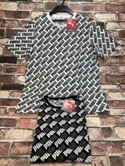 送料無料！人気ブランド【プーマ】レギュラーフィット！男女兼用 総柄 綿混半袖Ｔシャツ(２色から）１枚3,300円が