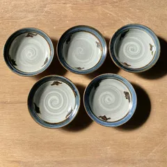 ブルーがきれい！刷毛目の小皿5枚セット　　　【手仕事　窯元　和陶器　民藝】