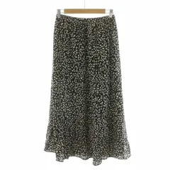 スピック&スパン Spick&Span フラワープリントフレアスカート ロング 花柄 36 ブラック アイボリー 19060200319140 /NQ