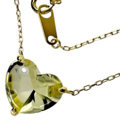 ハートモチーフ クォーツ 3.54ct ネックレス K18ゴールド 18金  3.1g 46cm レディース 【中古】【真子質店】【NN】