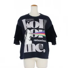 カラー kolor 21SS ベロア フリルスリーブ レインボー プリント Tシャツ カットソー 半袖 1ネイビー 紺 21SCL-T11202のサムネイル