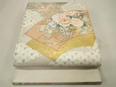 平和屋着物◎太鼓柄袋帯　綴れ　地紙重ね花車文　金銀彩　正絹　逸品　CAAT4610in