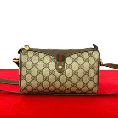 極 美品 GUCCI グッチ GG キャンバス ロゴ金具 レザー 本革