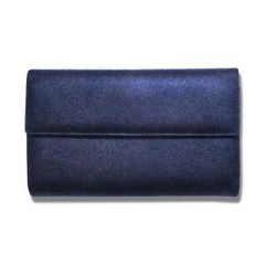 （まとめ買い）コレクト マルチケース アコーディオン式 本革調 8ポケット 通帳・手帳・パスパードなどの携帯 紺 CP-34V-BL 【3個セット】