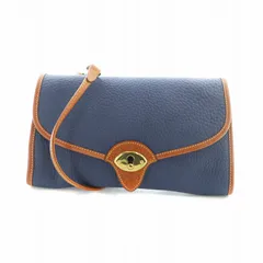 ドゥーニーアンドバーク DOONEY&BOURKE ショルダーバッグ 斜めがけ ポーチ レザー 切替 型押し ロゴ フラップ 紺 ネイビー ■GY18 /MQ