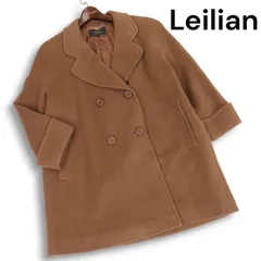 Leilian レリアン 秋冬 高級 カシミヤ100%★ メルトン ダブル コート Pコート Sz.9 レディース 日本製