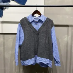 ( 100 ) ZARA(ザラ) ZARA レディース ニット ベスト レイヤード ストライプ シャツ