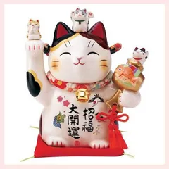 彩絵　大開運招き猫（6.0号）　7595　◎2個目～大幅値引き対象商品　※陶器,まねき猫,開運招福,縁起物,和,民芸品,工芸品,日本,レトロモダン,かわいい,可愛い,キャット,ねこ,置物,ファンシー,派手,カラフル