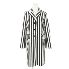 マークジェイコブス MARC JACOBS ロングコート シングル ストライプ 小さいサイズ 0 XS 黒 ブラック 白 ホワイト /AH3 ■GY19のサムネイル