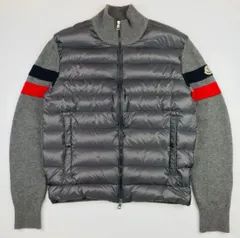 良品★MONCLER・モンクレール CARDIGAN TRICOT メンズ ブランドアイコンワッペン付 2ライン ウール切替 ダブルジップ ダウンニット 2020年モデル(XL)ニット ダウン切替し カジュアル 秋冬物 アウター ブランド