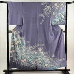 辻ヶ花に蝶々模様 金彩 縮緬 青緑 黒 袷 正絹 振袖・襦袢セット 31 金通し 辻ヶ花 刺繍 振袖襦袢 振袖 着物 104a p