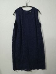 IT/G17A 未着用 UNIQLO ユニクロ ノースリーブ レースワンピース ネイビー XL 291-413807