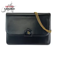 美品 Dior ディオール ヴィンテージ ブラック 黒 ゴールド金具 レザー チェーンショルダーバッグ クラッチバッグ レディース 408730【中古】