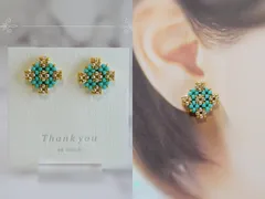 スクエアスタッドピアス🩵ターコイズ