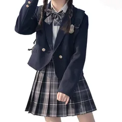 [cnstone] 女子高生 制服 学生服 セーラー服 JK制服 女子高生 高校制服 5点セット リボン ブレザー スカート チェック セット スクール ファッション レディース お揃い 卒業式スーツ ハロウィン コスプレ (XS, ブラック)