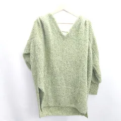 ◇ ⊇ Kastane カスタネ サイドスリット入り 長袖 ニット サイズF グリーン レディース E  【1502180034619】