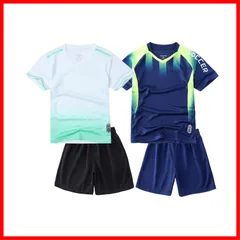 ジュニア トレーニングウェア 子供用運動服 サッカー練習着 半袖 上下×2組の4点セット ショートパンツ 上下セット サッカージャージ 通気性 吸汗速乾 サッカーウェア かっこいい キッズ 涼しい 春夏 [M2C] 洗い替え